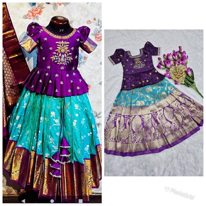 NEW LAUNCING KIDS LEHENGA CHOLI lichi silk Kids clothing manufacturer in Delhi